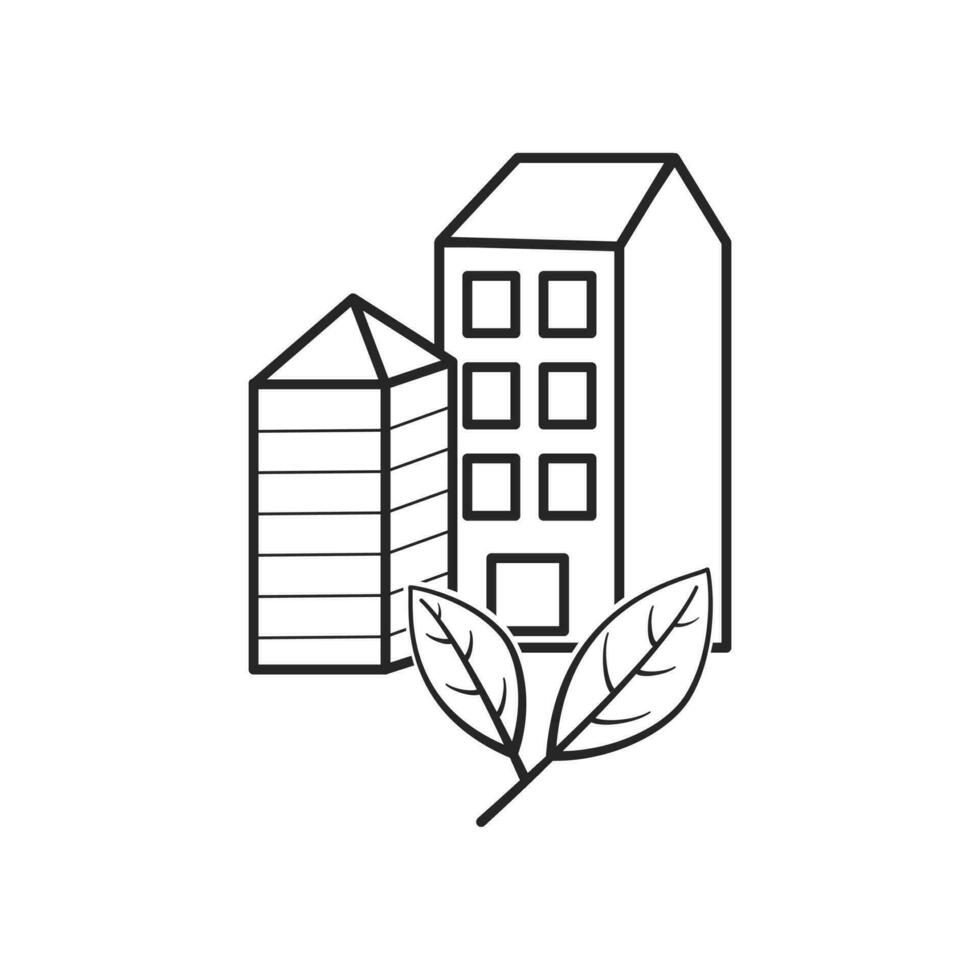 eco arquitectura icono, verde edificio, ecología ciudad, bio casa, Delgado línea símbolo en blanco antecedentes - editable carrera vector ilustración eps10.