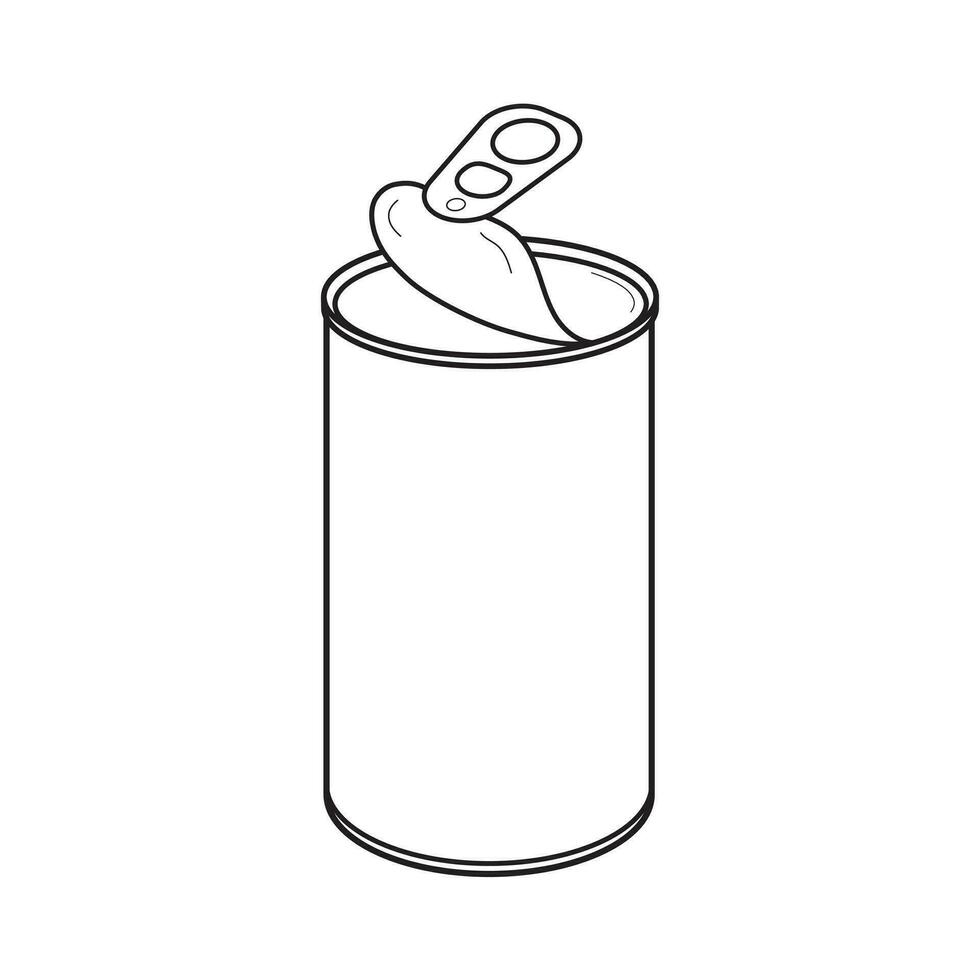 Can Icon in Outline Style on a White Background Suitable for Beverage, Drink, Soda Icon, food can, canned fruit juice, Etc. Vector illustration EPS 10. Editable stroke.