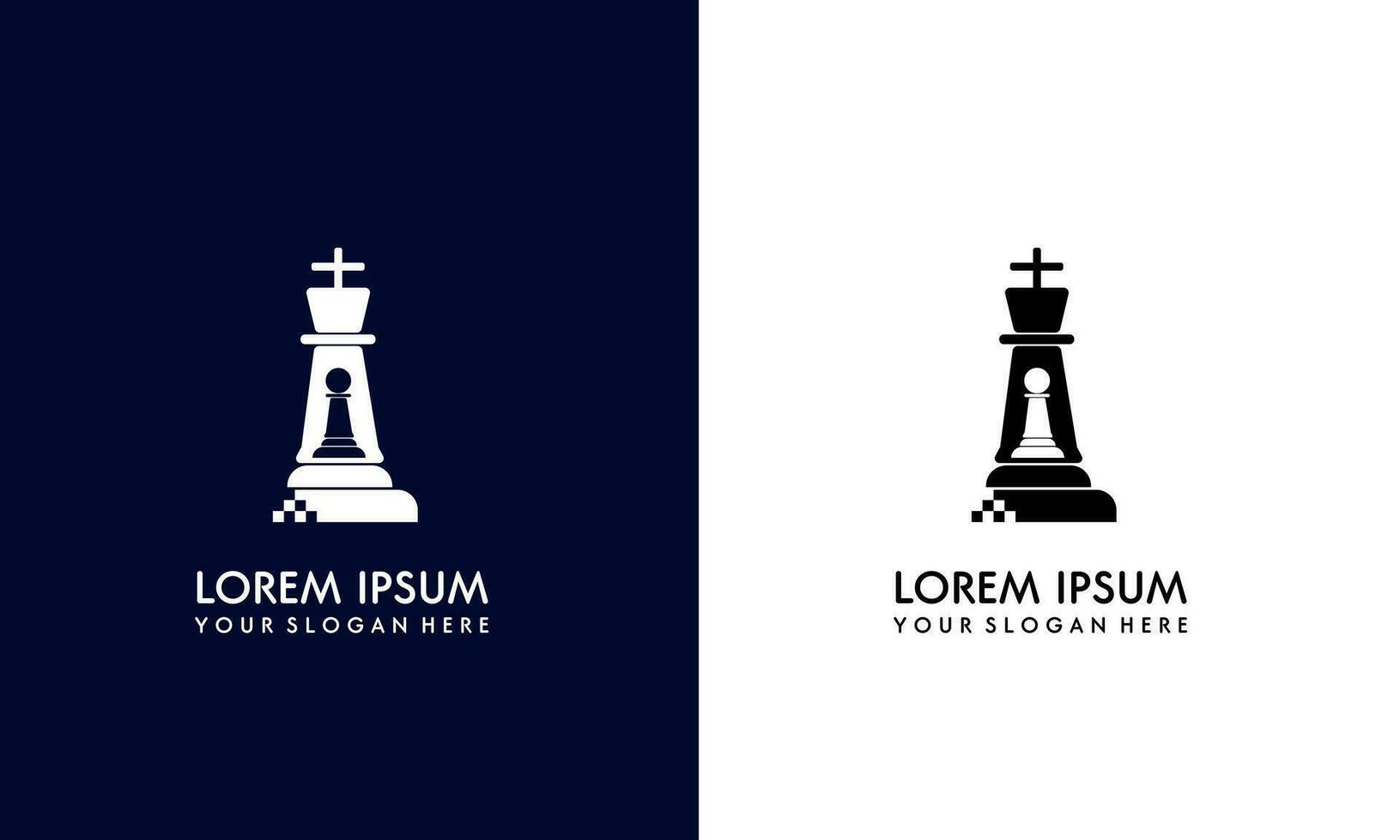 Chess king Pawn logo - business chess Pawn with king club logo - chess piece icon vector template