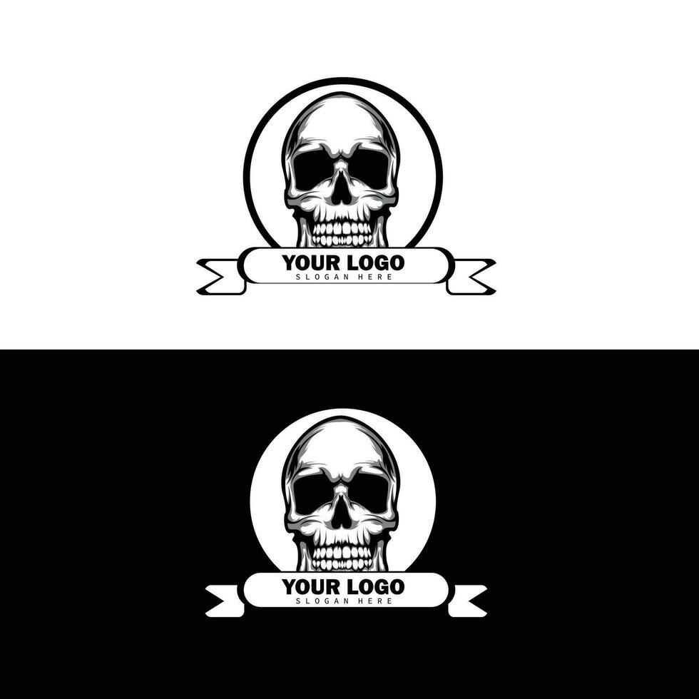 Skull Head Grunge Splatter Logo Design Vector Illustration - Vector