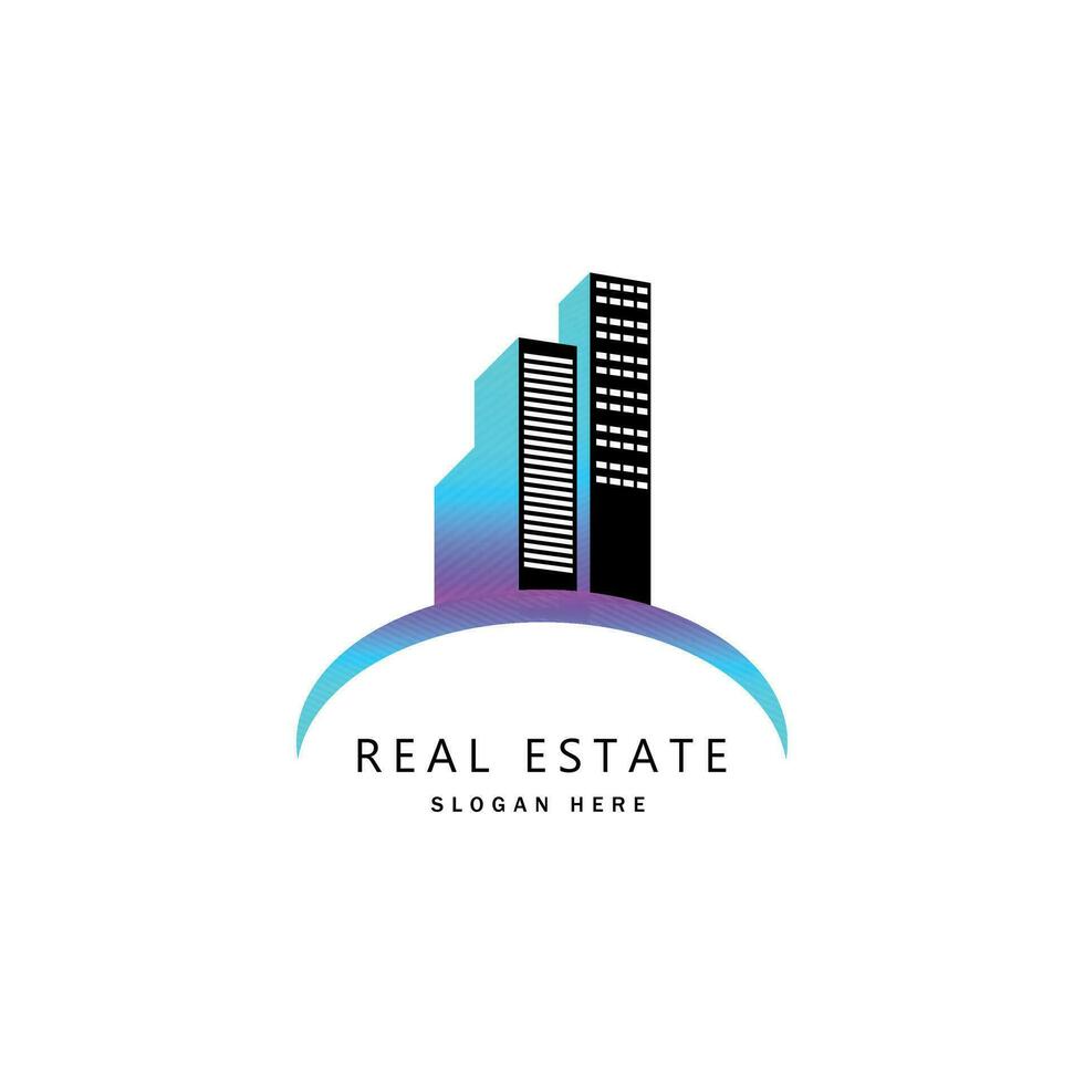 real inmuebles negocio logo plantilla, edificio, propiedad desarrollo y logo diseño vector eps 10