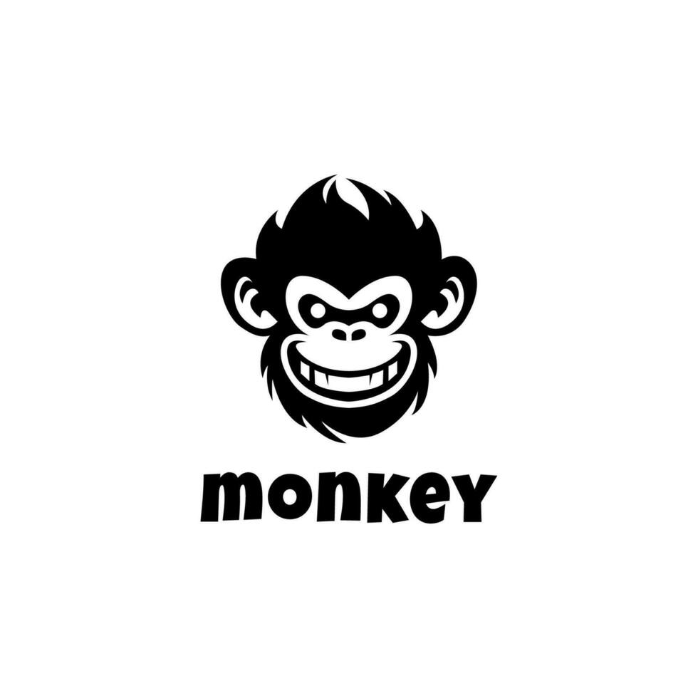 monkey head logo design template vector icon illustration