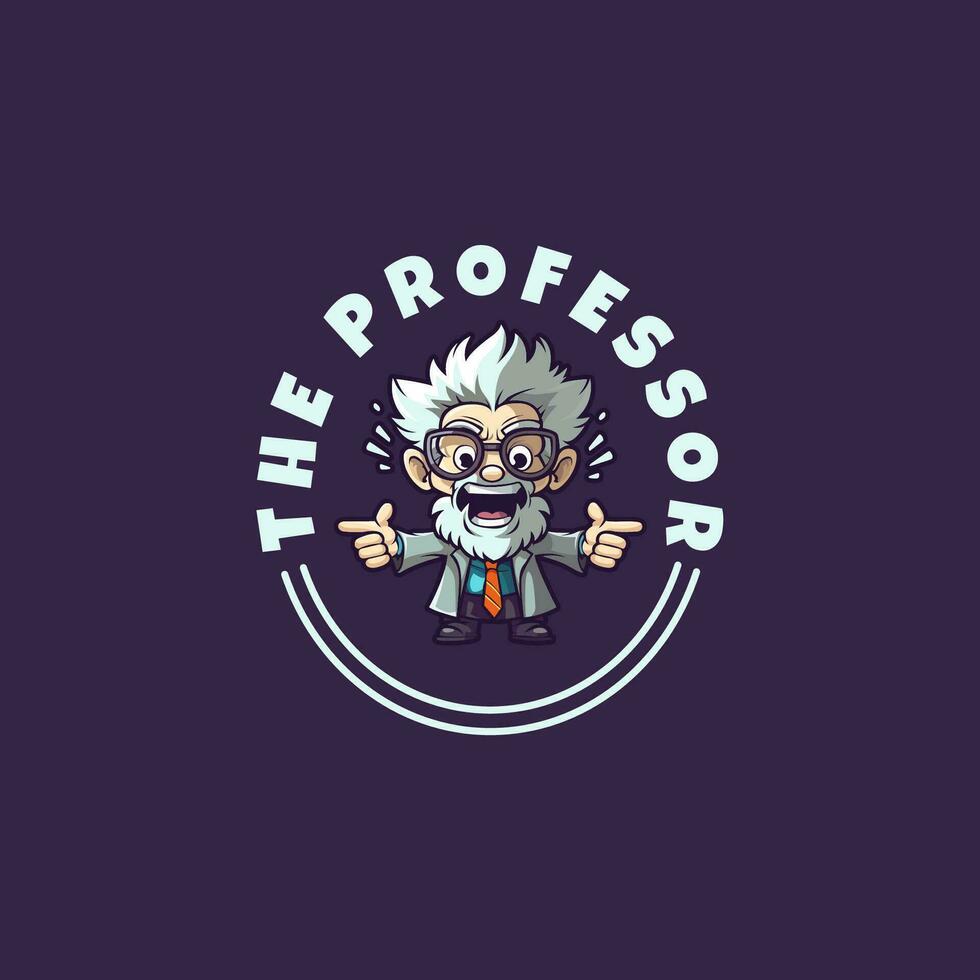 funny professor shouted logo design template vector icon illustration