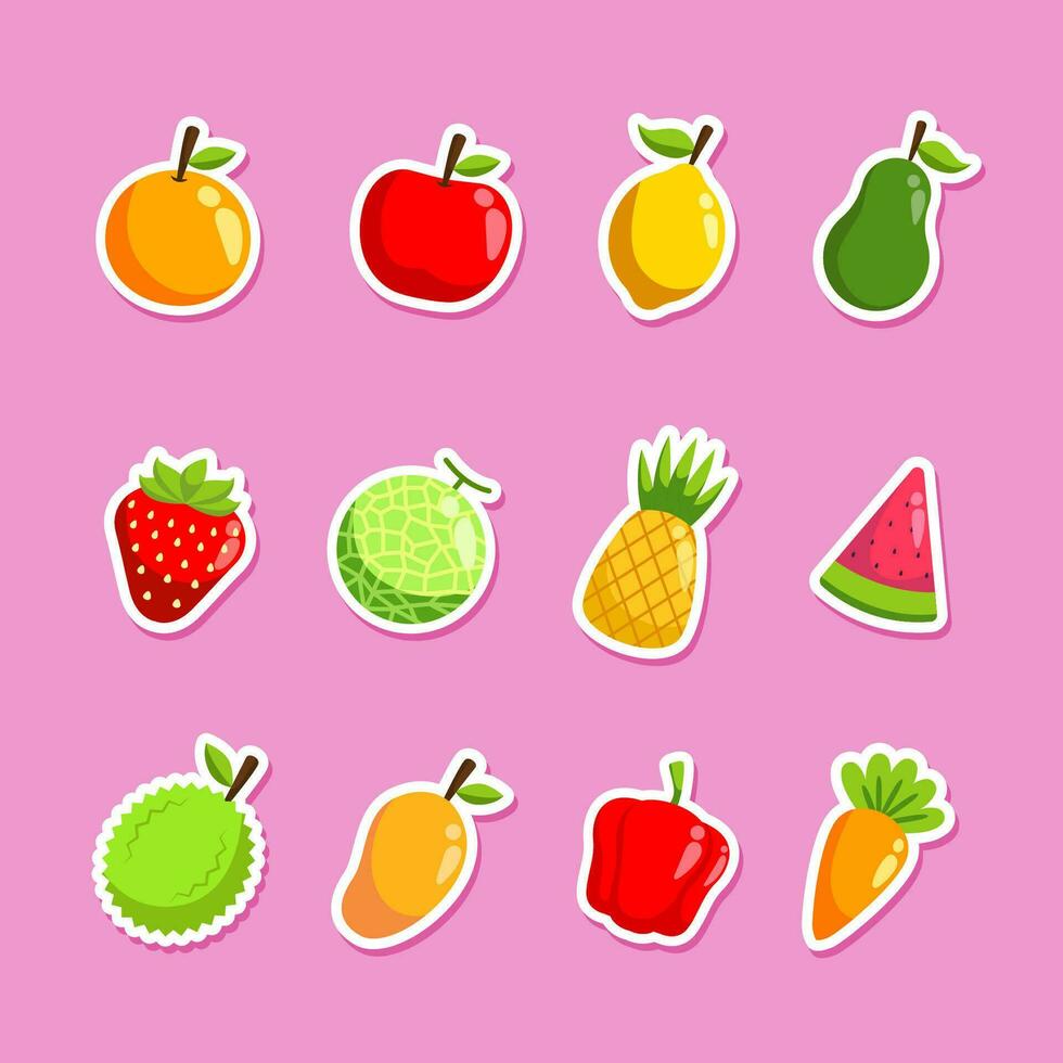 pegatinas de frutas conjunto vector Arte