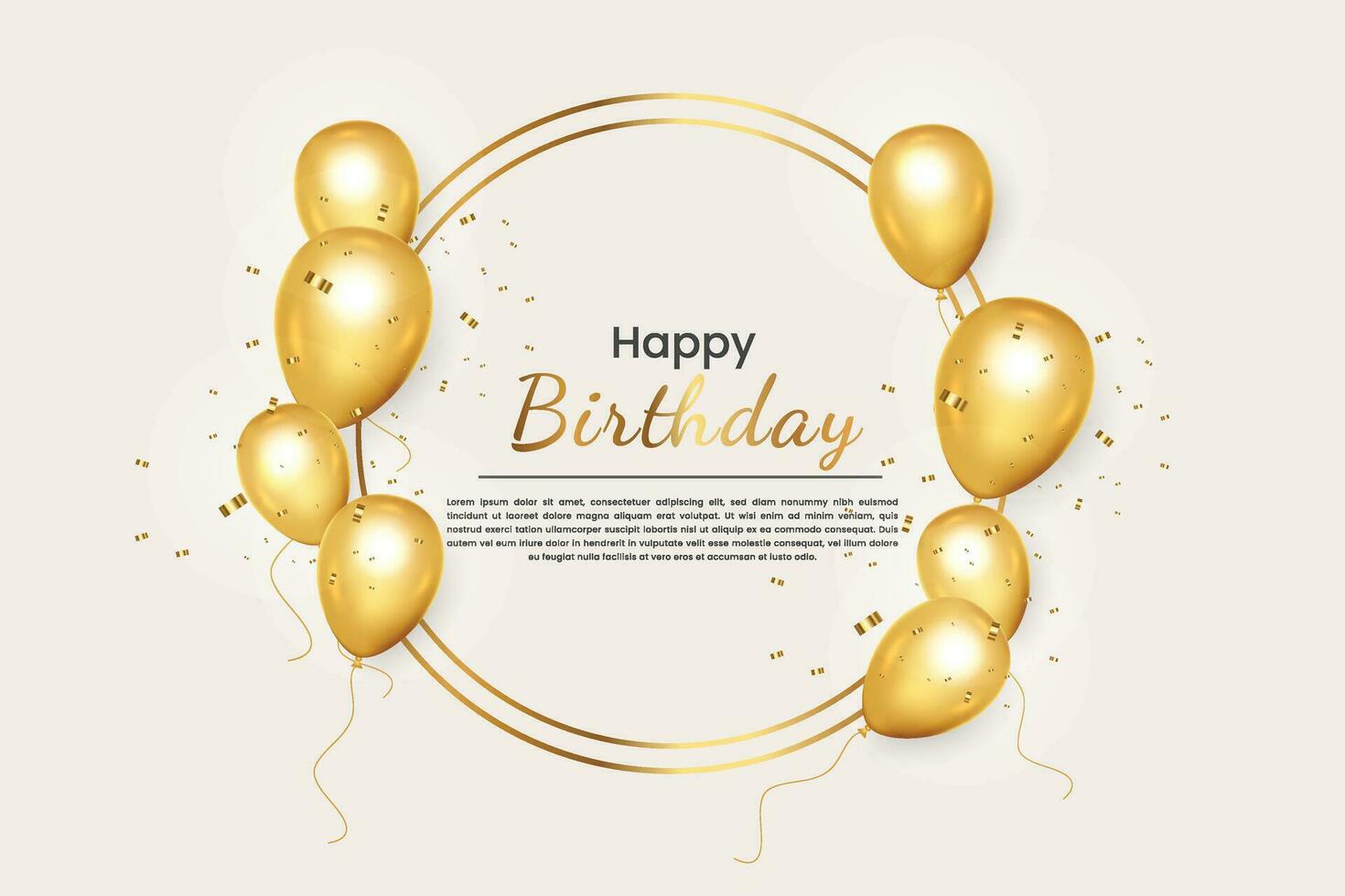 Birthday wish with Realistic  golden balloon set with golden confitty balloon vector