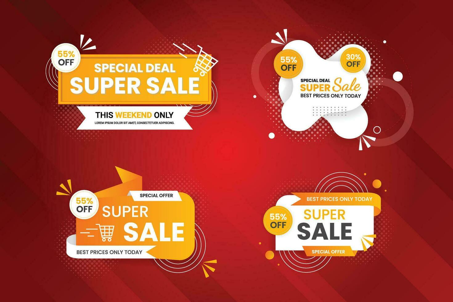 Vector mega sale discount banner promotion with the red background and super offer banner template with editable text effect