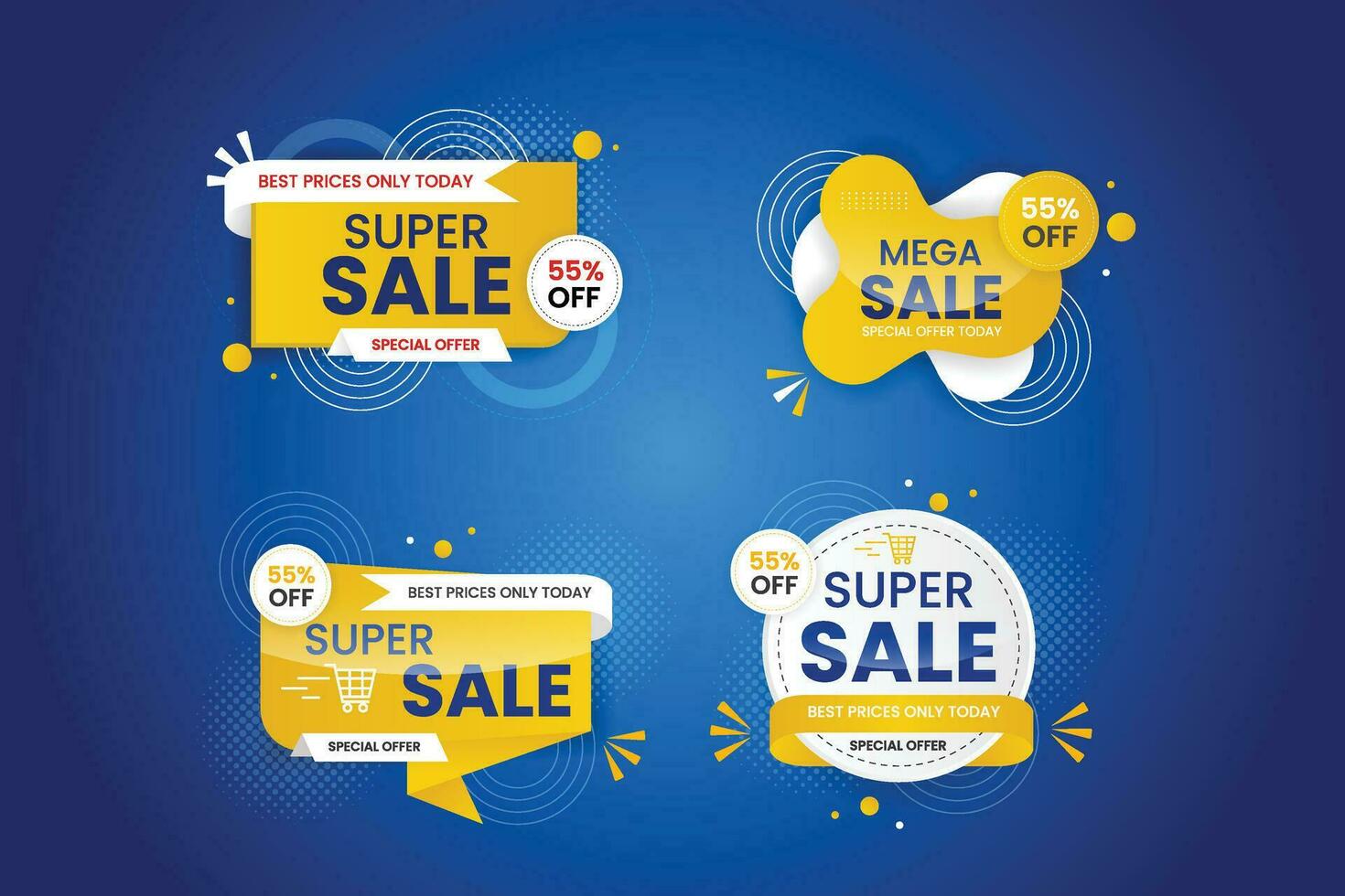Vector gradient blue colored sale banner and Sale  banner discount promotion blue background concept