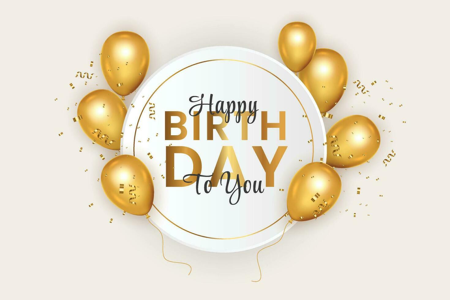 Birthday wish with Realistic  golden balloon set with golden confitty balloon vector