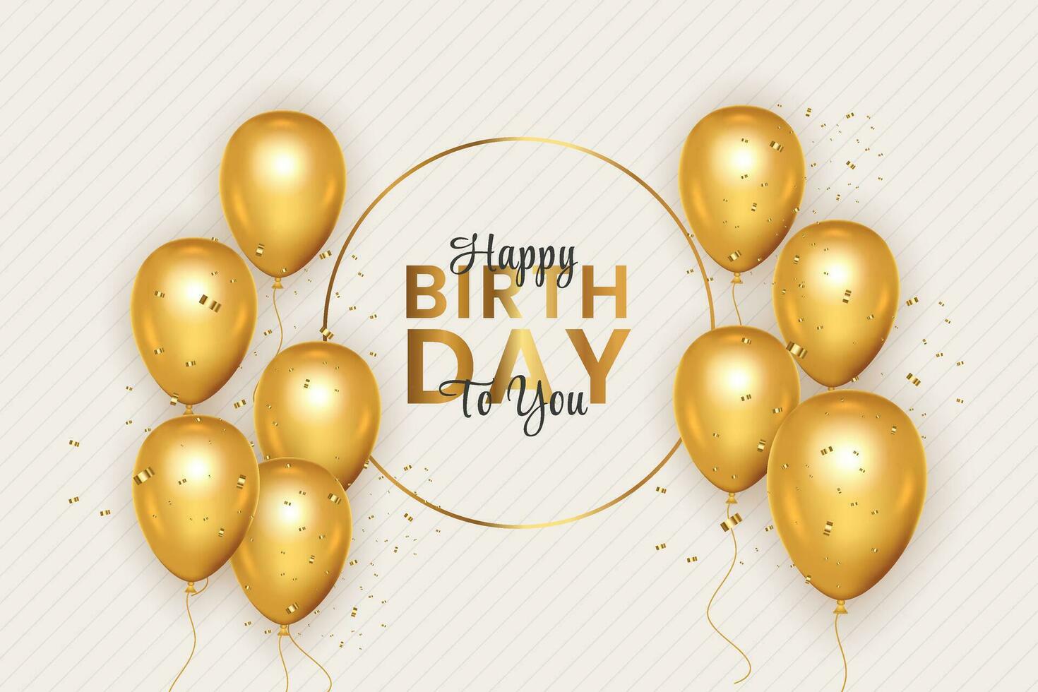 Birthday wish with Realistic  golden balloon set with golden confitty balloon vector