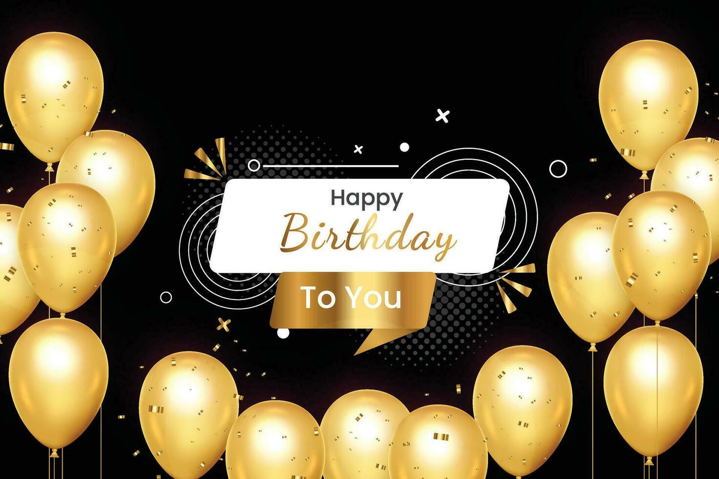 Birthday wish with Realistic  golden balloon set with golden confitty balloon vector