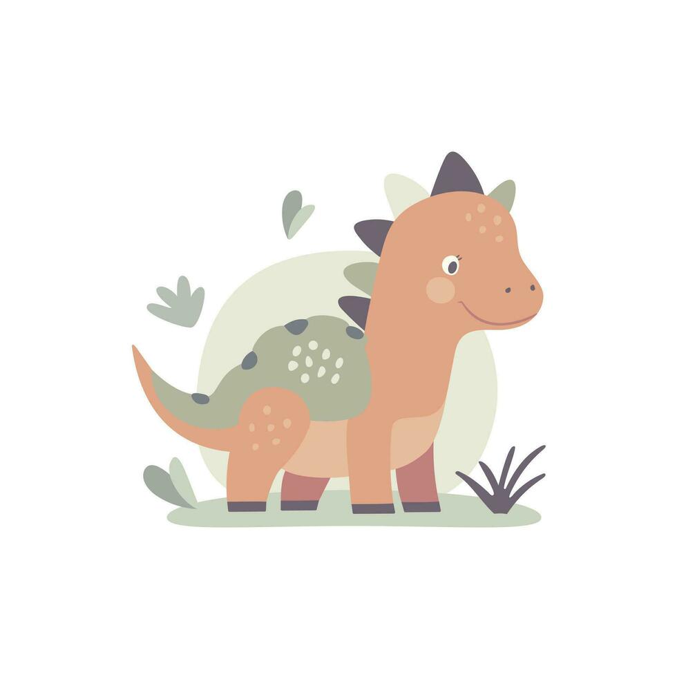 ilustración de un linda dibujos animados dinosaurio. caracteres para para niños habitación y postales vector. vector