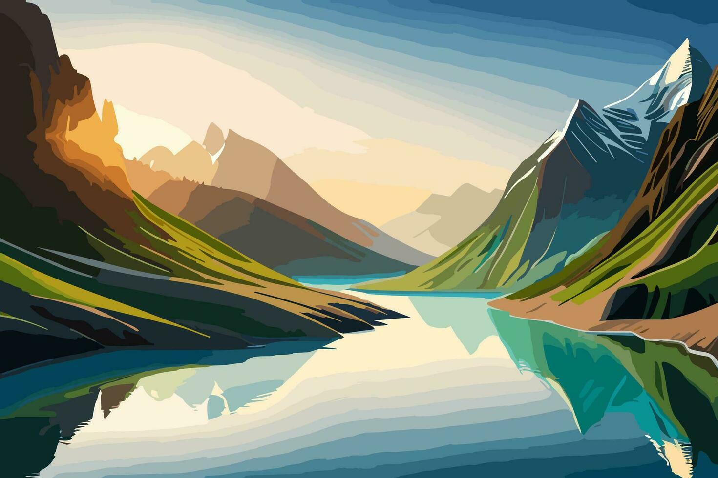 mountain and lake nature background vector