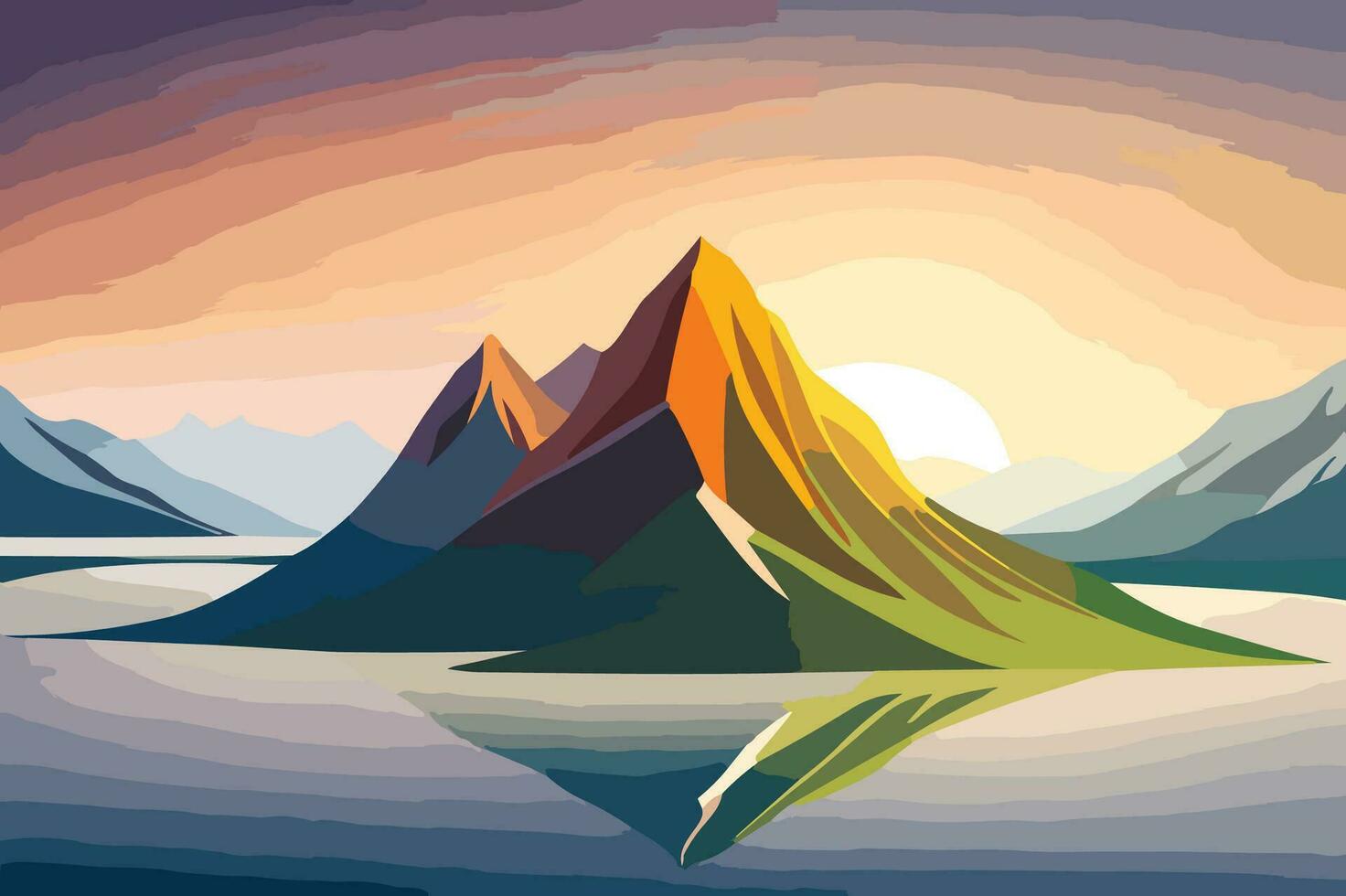 nature-backMountain and Lake Nature Background Vector 5ground-11.eps