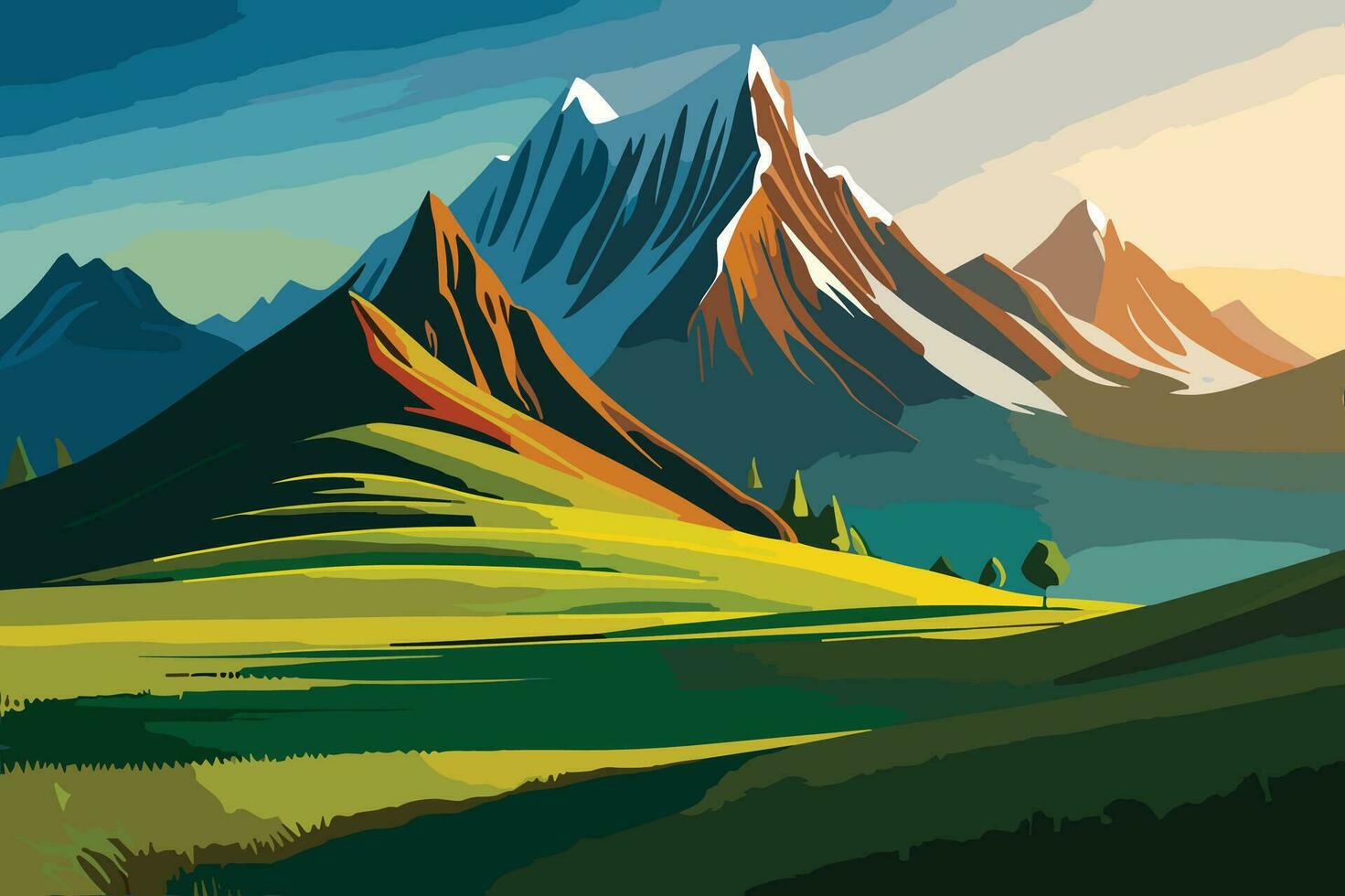 Mountain and Lake Nature Background Vector 8