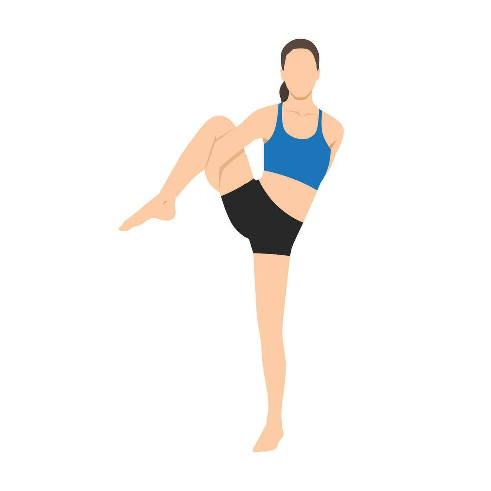 Woman doing Yoga in Bird of paradise pose exercise. vector