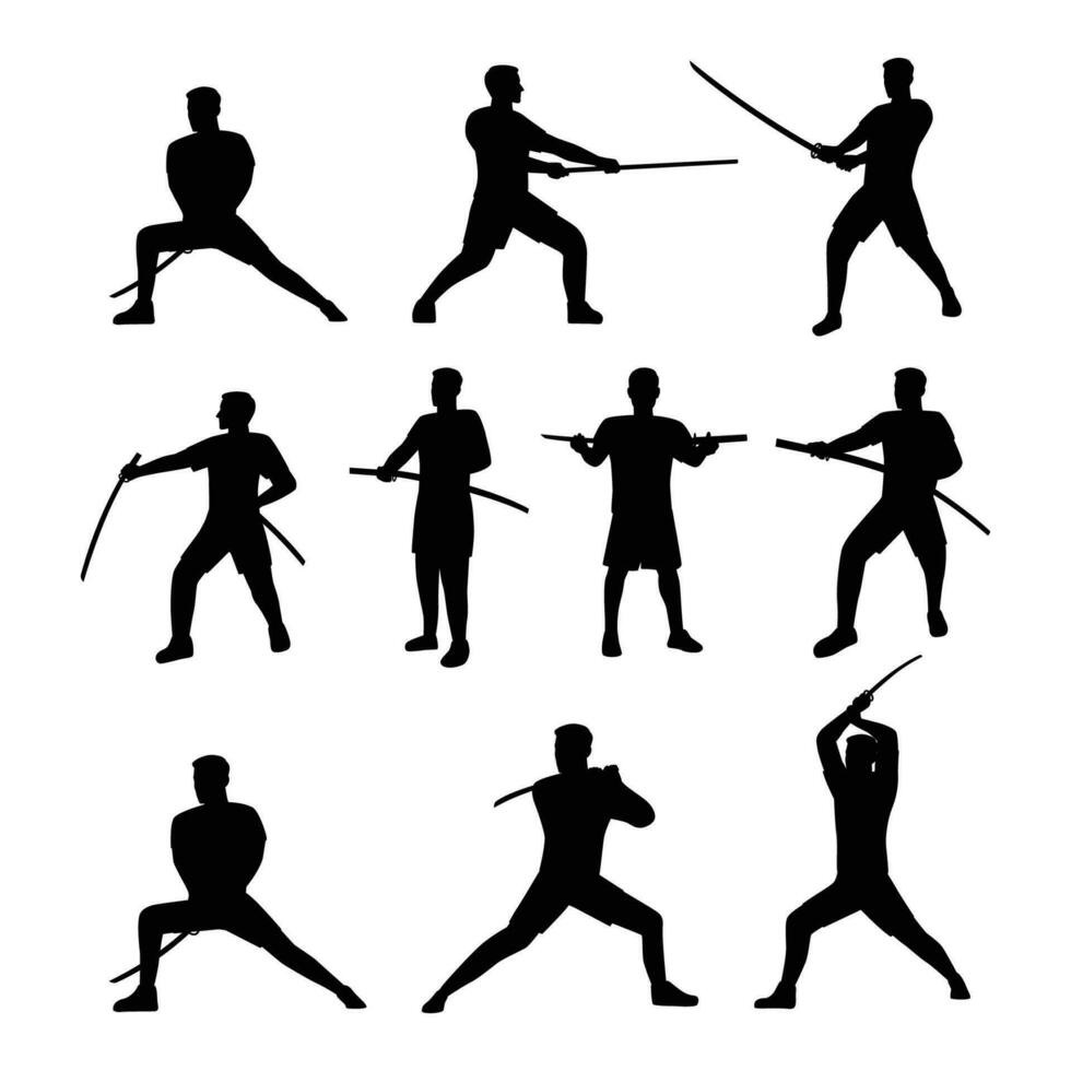 Man athlete aikido set character. vector