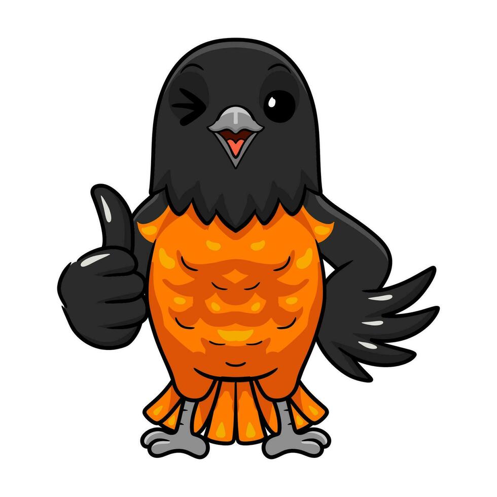 Cute baltimore oriole bird cartoon giving thumb up vector