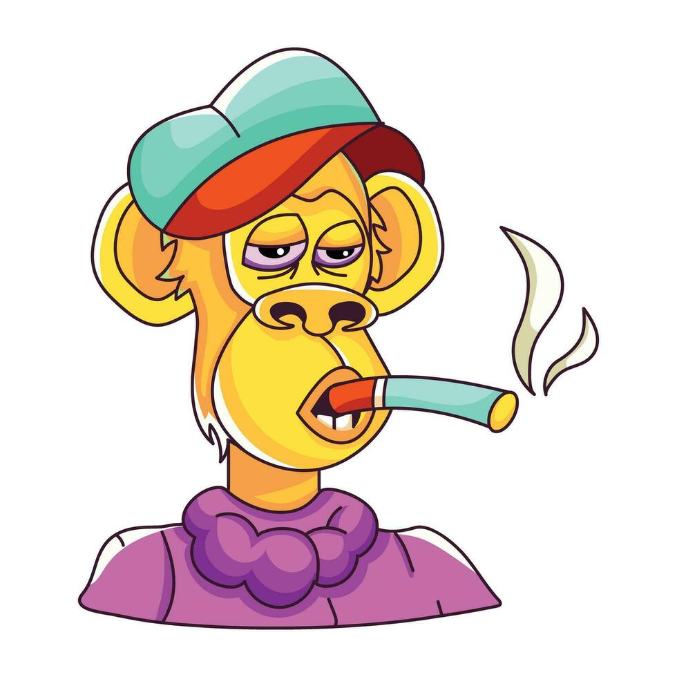 Trendy Monkey Cigarette vector