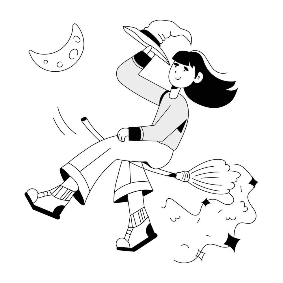 Trendy Witch Broom vector