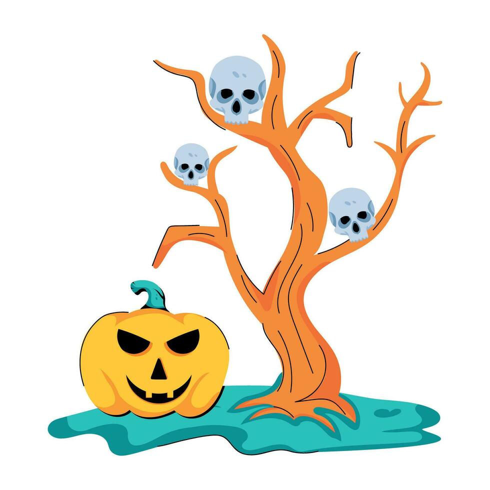 Trendy Halloween Tree vector