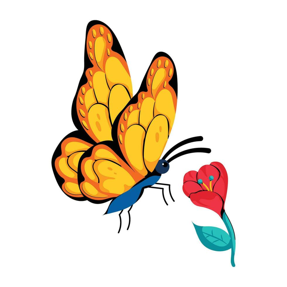 Trendy Flower Butterfly vector