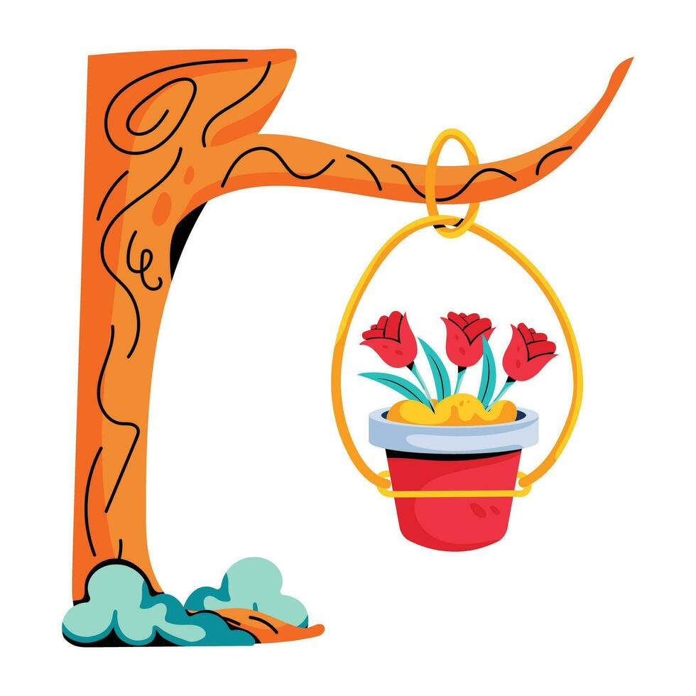 Trendy Hanging Pot vector