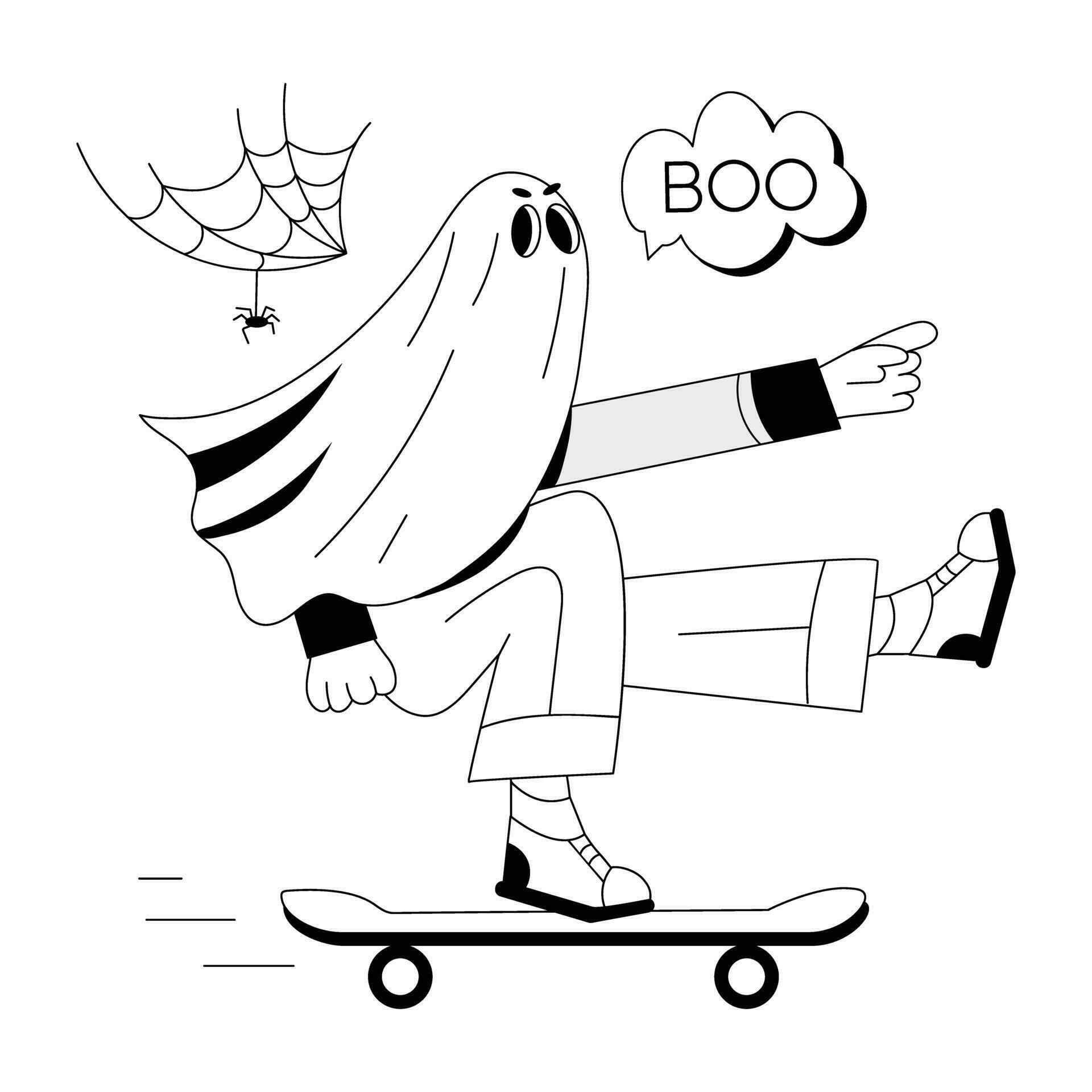 Trendy Ghost Skating 26287155 Vector Art at Vecteezy