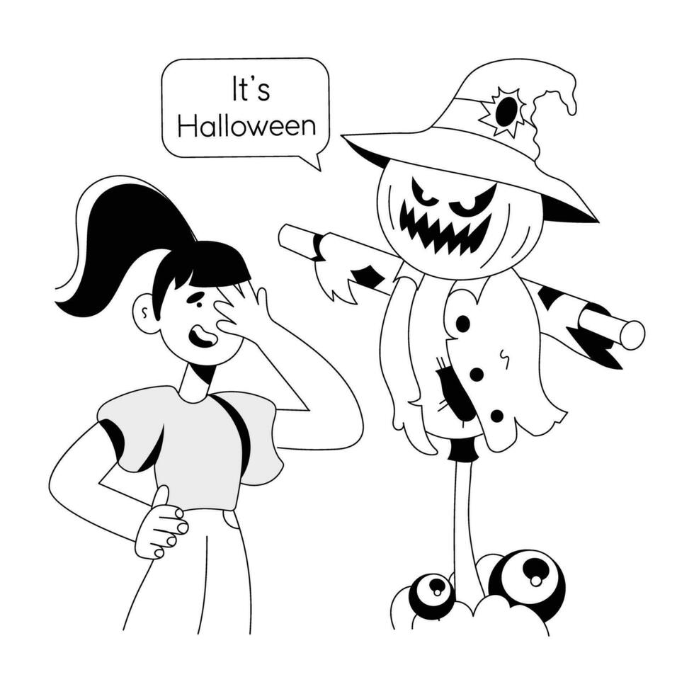 Trendy Halloween Scarecrow vector