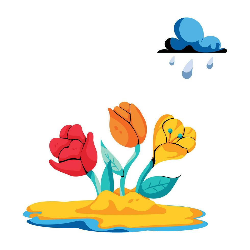 Trendy Flowers Rain vector