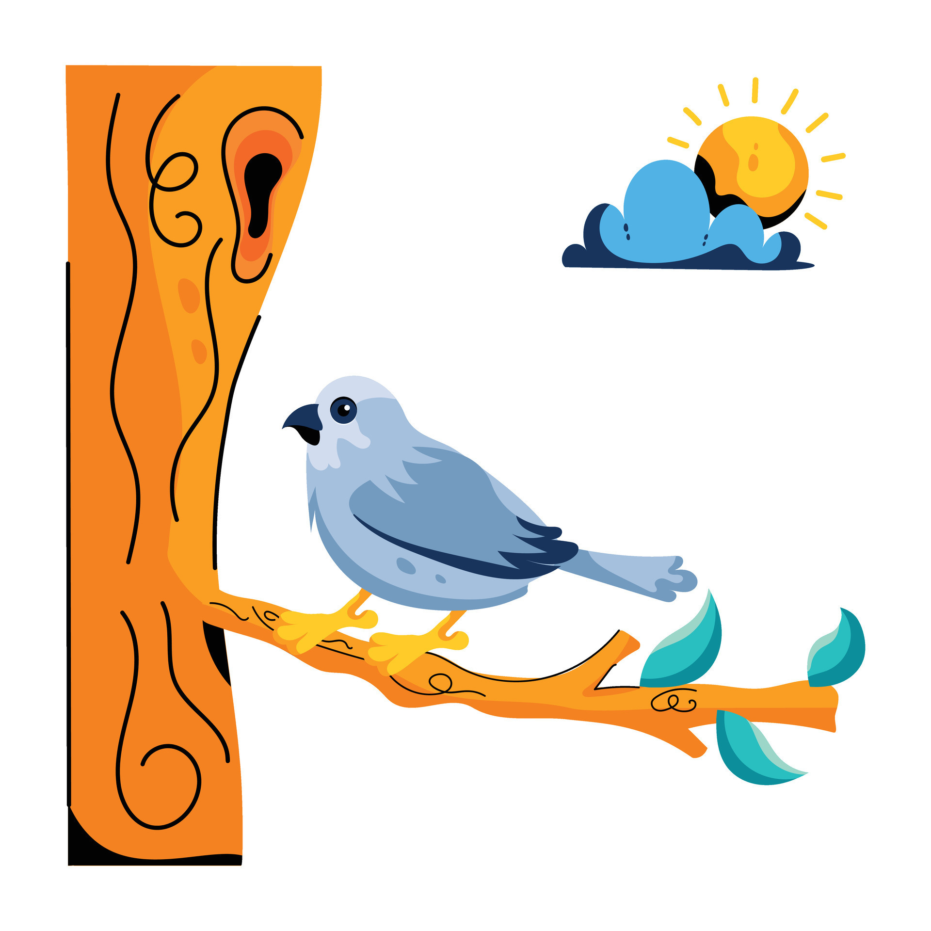 Trendy Bird Sitting 26287315 Vector Art at Vecteezy
