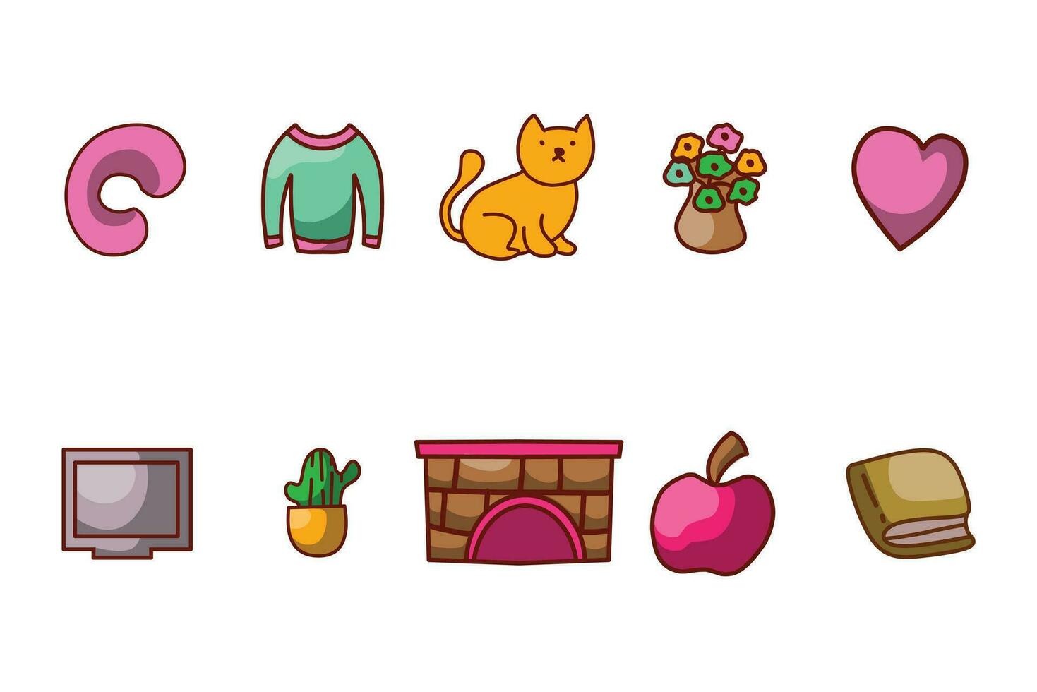 Whimsical Vector Hand Draw Doodle Icon Set
