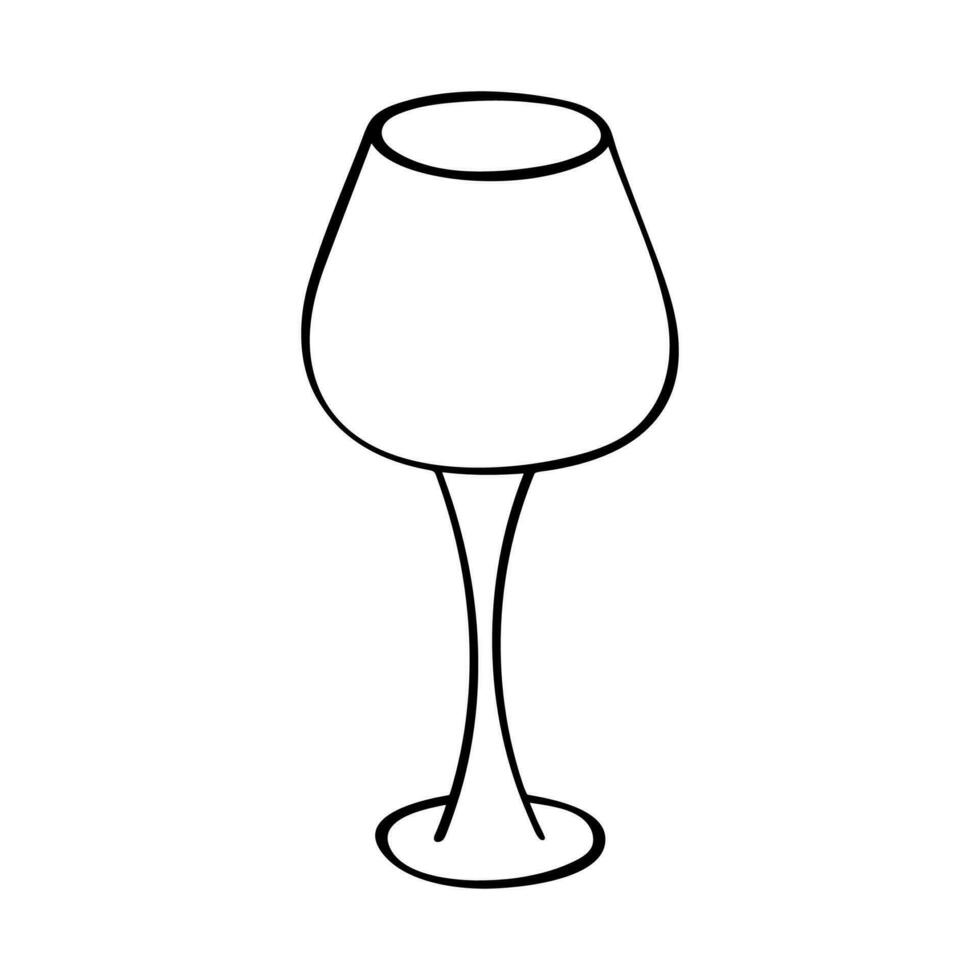 Hand drawn wine glass illustration. Alcohol drink clipart in doodle style. Single element for design vector