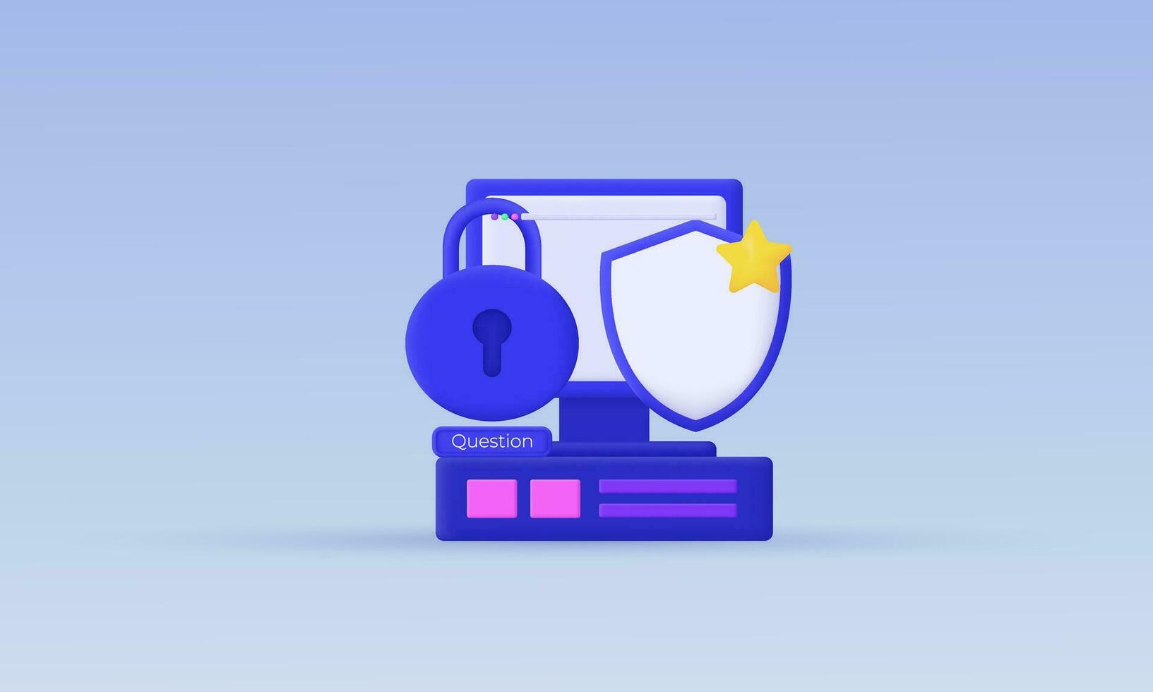 vector shield security personal computer 3d illustration icon symbols isolated on background