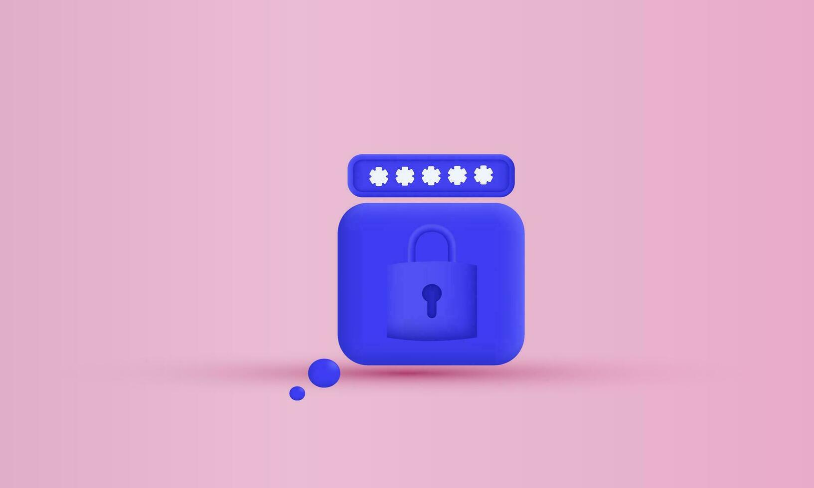 3d bubble chat safety login registration pop icon vector illustration trendy symbols isolated on background