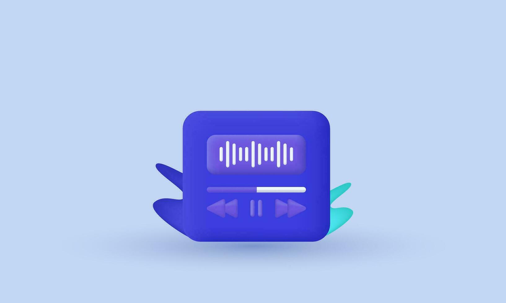 3d modern favorite playlist tracks music icon trendy symbols isolated on background vector