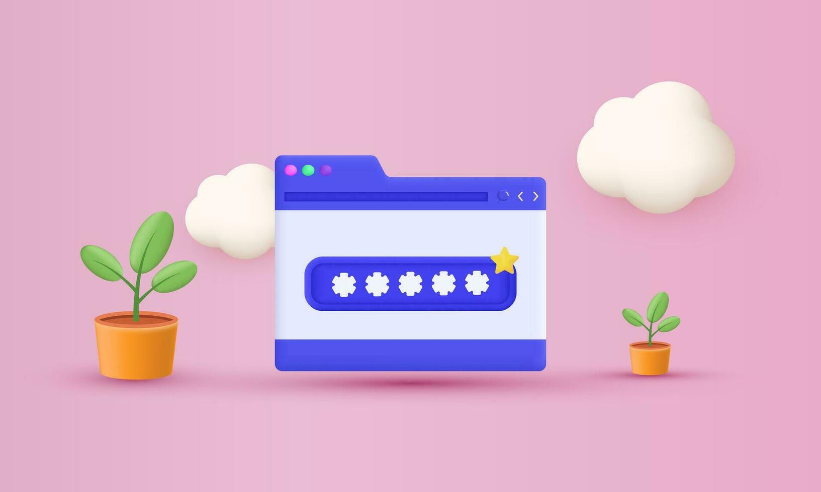illustration creative browser window computer password protection 3d vector icon symbols isolated on background