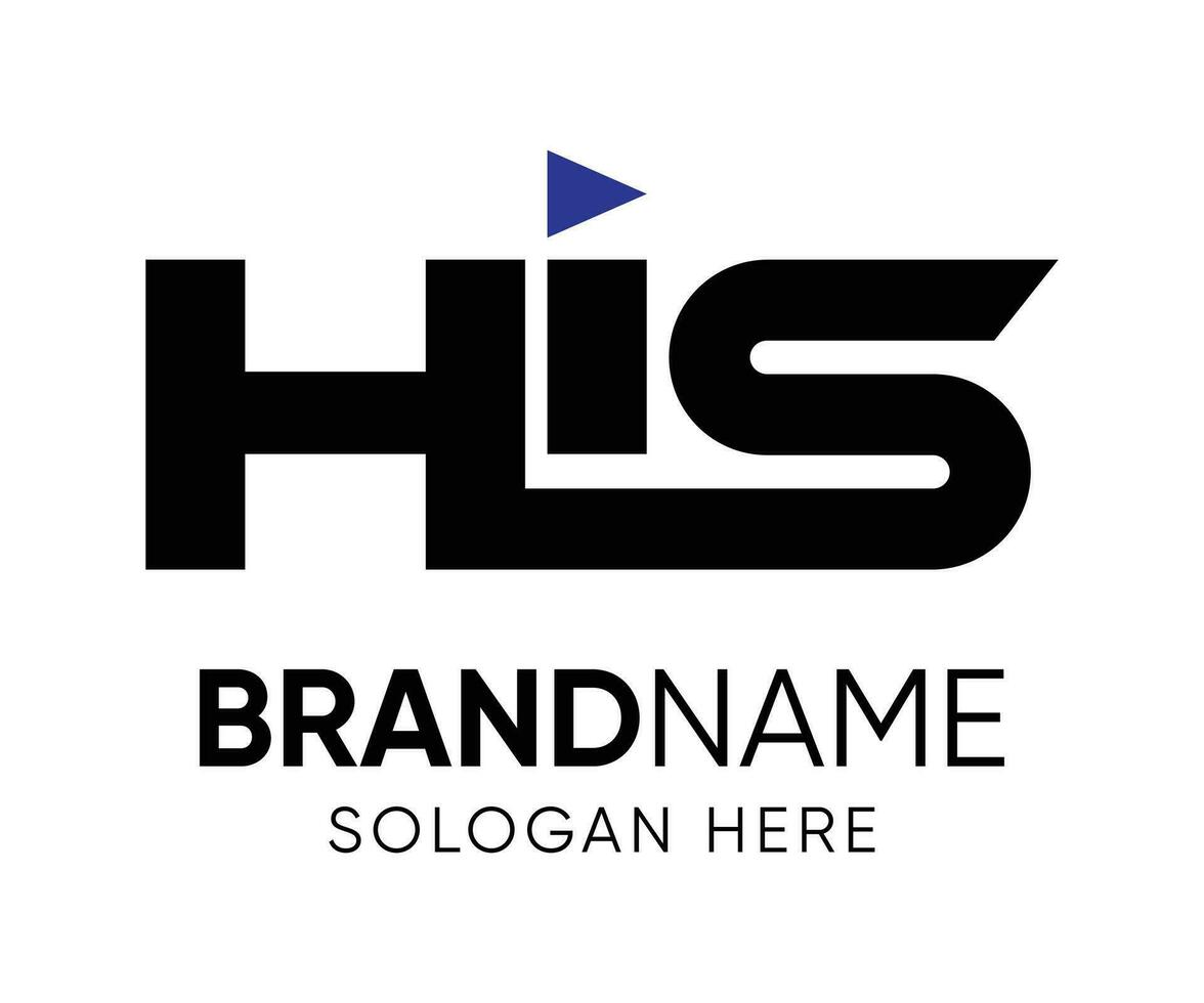 H I S letter logo design vector template