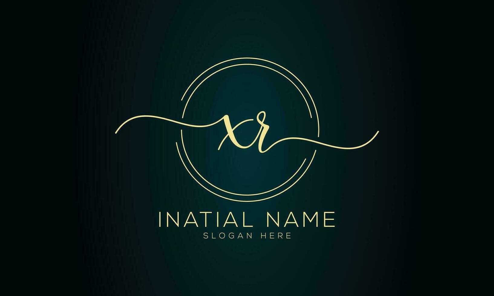 Xr initial handwriting signature logo design vector