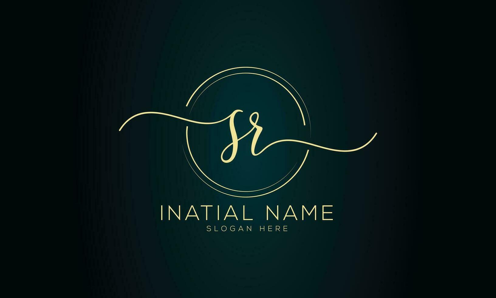 Sr initial handwriting signature logo design vector