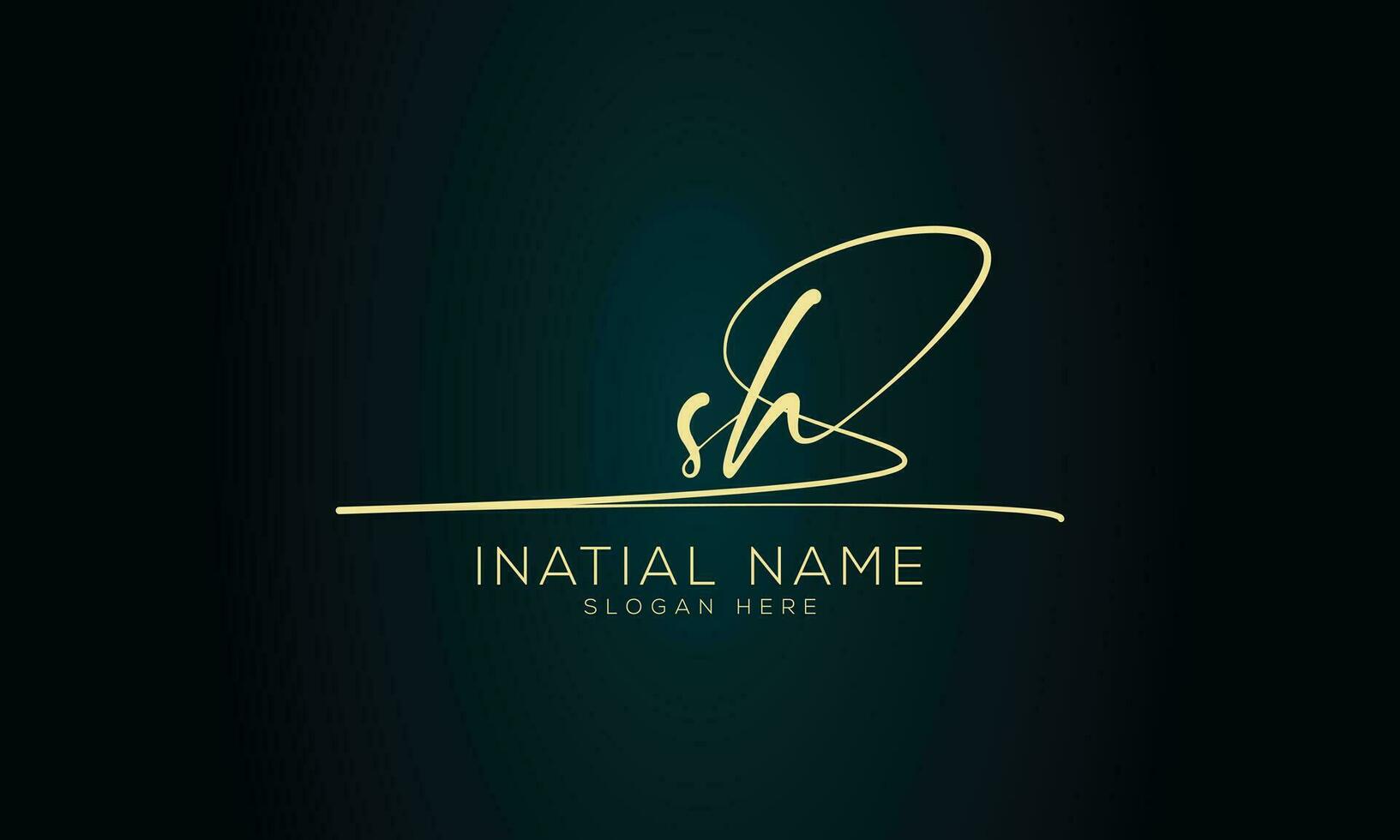 Sh initial handwriting signature logo design vector
