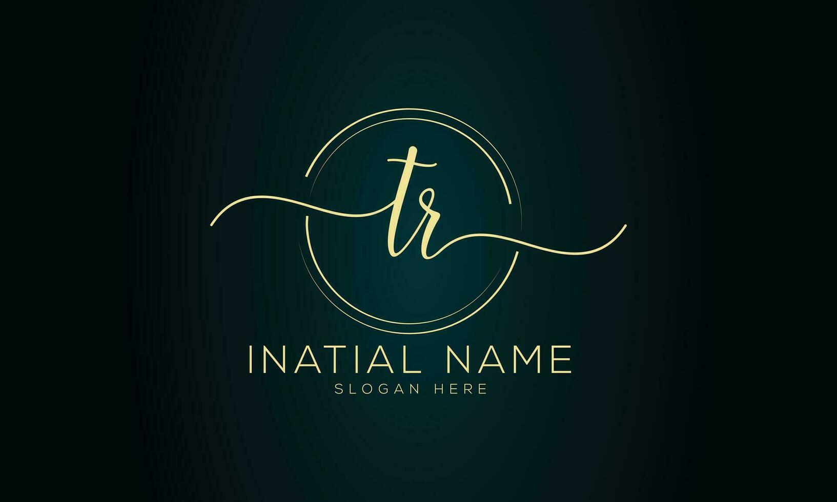 Tr initial handwriting signature logo design vector
