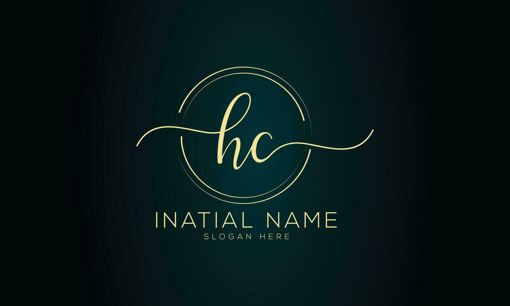 Hc initial handwriting signature logo design vector