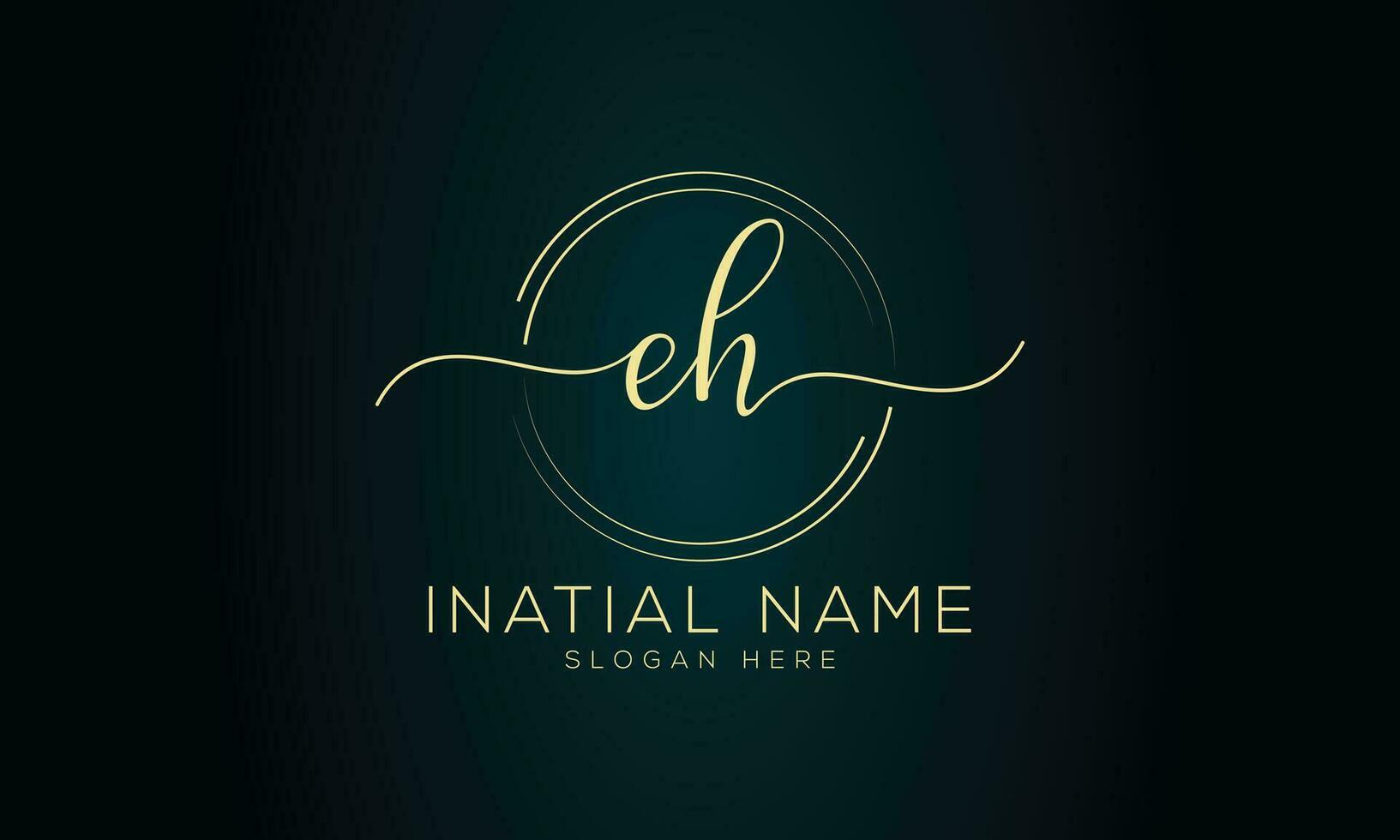 Eh initial handwriting signature logo design vector