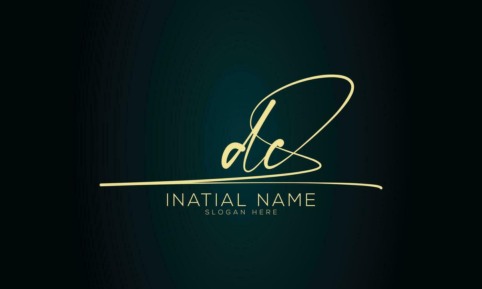 Dc initial handwriting signature logo design vector