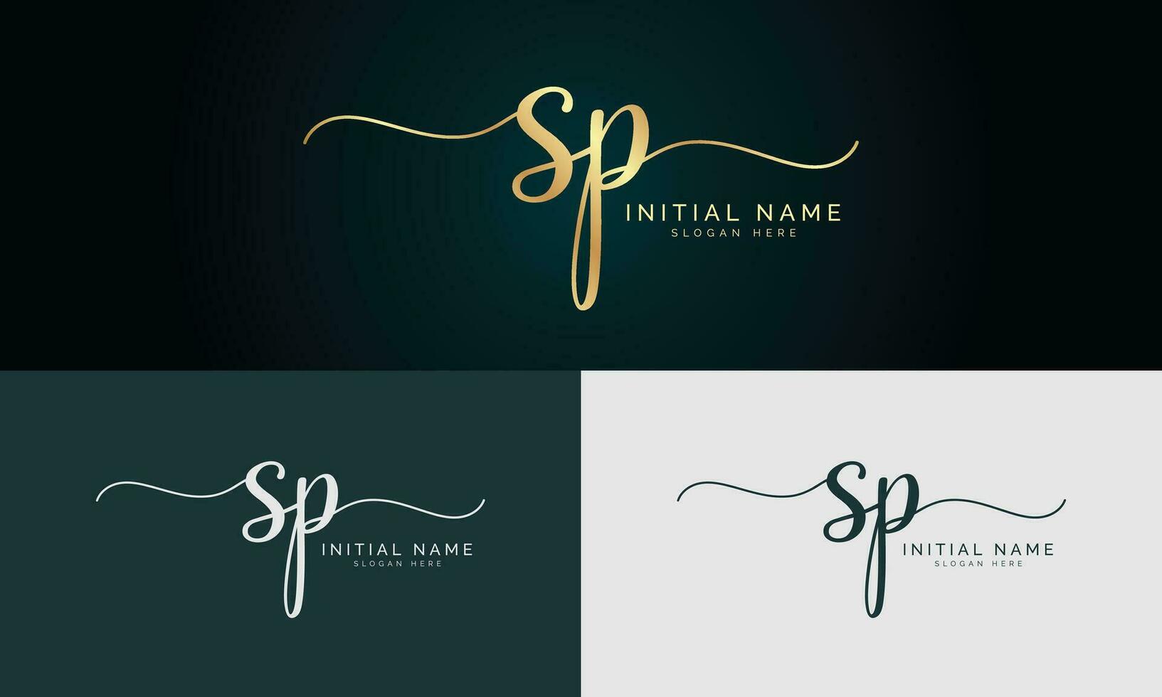 sp inicial escritura firma logo diseño vector