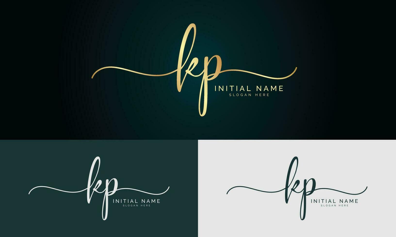 Kp initial handwriting signature logo design vector