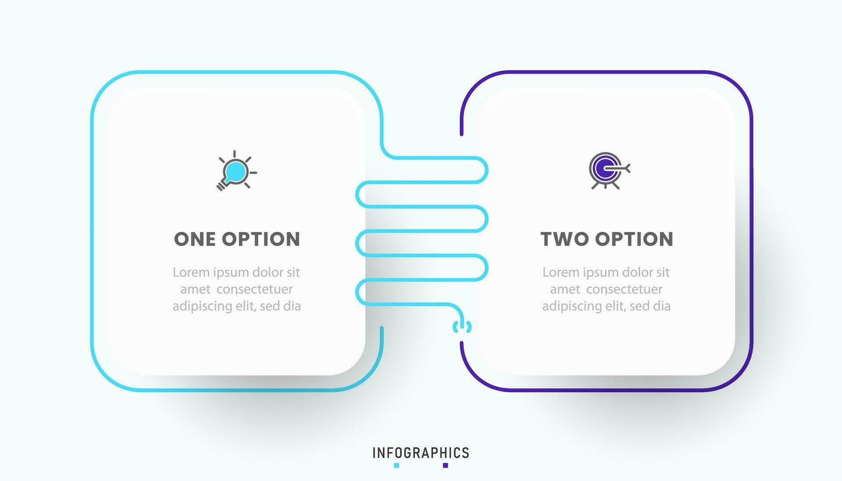 plantilla de diseño de etiquetas infográficas vectoriales con iconos y 2 opciones o pasos. se puede utilizar para diagramas de proceso, presentaciones, diseño de flujo de trabajo, banner, diagrama de flujo, gráfico de información. vector