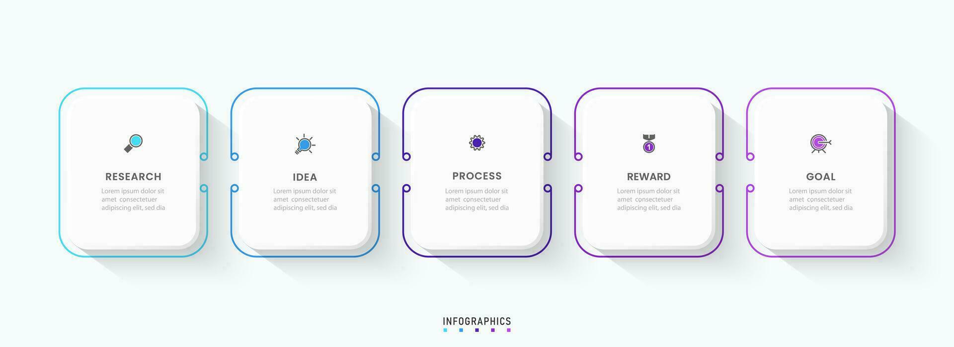 plantilla de diseño de etiquetas infográficas vectoriales con iconos y 5 opciones o pasos. se puede utilizar para diagramas de proceso, presentaciones, diseño de flujo de trabajo, banner, diagrama de flujo, gráfico de información. vector