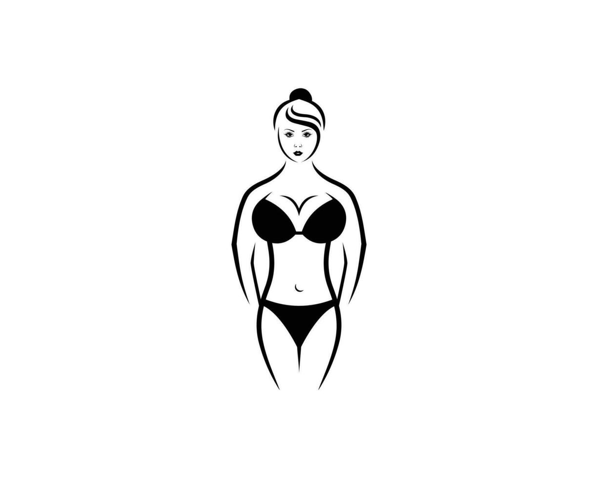 moderno dama sostén niña cuerpo logo diseño vector icono concepto.