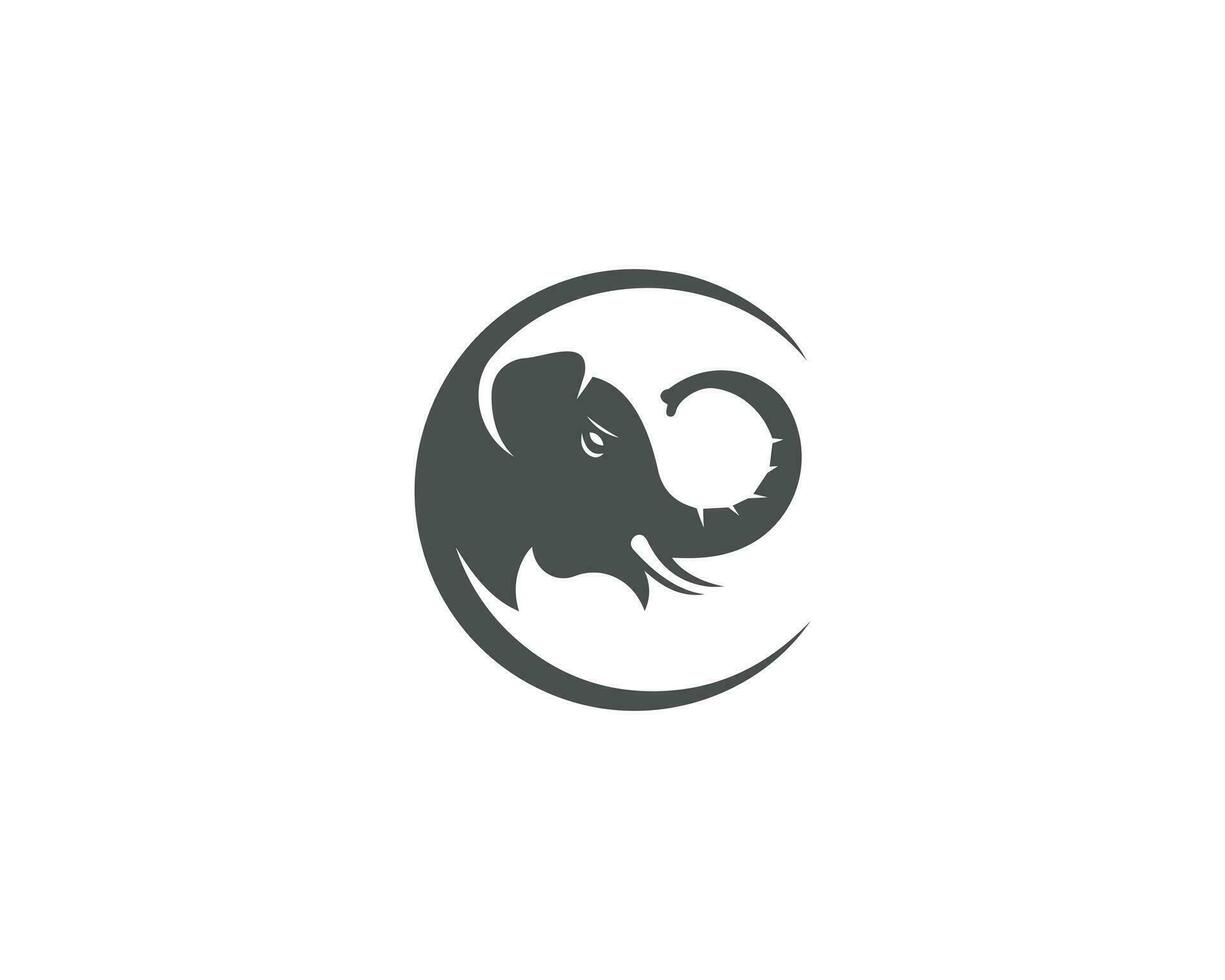 Minimalist elephant logo design in a circle modern vector icon.